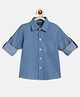 Charkhee Full Sleeves Solid Denim Shirt - Blue
