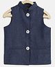 Charkhee Sleeveless Solid Nehru Jacket - Deep Blue