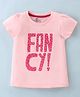 Pink Rabbit Cotton Single Jersey Knit Half Sleeves Top Text Print - Pink