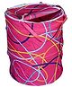 Kuber Industries Round Cloth Foldable Laundry Basket Bag, Volume:-30L,Multi Color ,Cotton