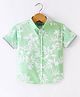 Little Kangaroos Cotton Woven Half Sleeves Leaves Printed Shirt - Mint Green