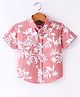 Little Kangaroos Cotton Woven Half Sleeves Leaves Printed Shirt - Pink