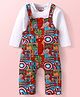 Babyhug Marvel Single Jersey Knit Dungaree with Full Sleeves T-Shirt Avenger Theme Print - Red
