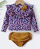 Kookie Kids Full Sleeves Two Piece Swimsuit Frill Detailing & Floral Print - Multicolor