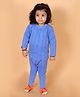 MoMaa Full Sleeves Ribbed Coordinating Fleece Thermal Set - Blue