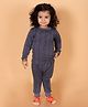MoMaa Full Sleeves Ribbed Coordinating Fleece Thermal Set - Charcoal
