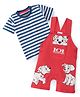 Babyhug Disney Cotton Single Jersey Knit Dungaree With Half Sleeves Tee And 101 Dalmatians Graphics - Blue & Red