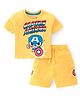 Babyhug Marvel Single Jersey Knit Half Sleeves Oversized T-Shirt with Shorts Set Captain America Graphics - Yellow