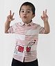 Tiber Taber Half Sleeves Striped & Dog Embroidered Shirt - Pink