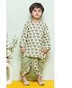 AJ Dezines Pure Cotton Full Sleeves Elephant Printed Kurta & Dhoti Set - Green