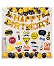 Zyozi Under Construction Theme Birthday Decorations Items  Black and Gold - Pack Of 48