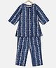 Charkhee Three Fourth Sleeves  Abstract Printed Coordinating Night Set - Blue