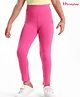 Honeyhap Premium  Baby Terry Cotton Elastane  Cut & Sew Solid Full Length Jeggings with mesh - Carmine Rose Pink