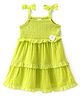 Babyhug 100% Cotton Woven Sleeveless Frock with Floral Applique - Green