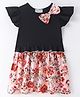 CrayonFlakes Half Cap Sleeves Floral Printed Frilled Dress - Pink