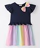 CrayonFlakes Short Sleeves Tie Dye Frilled Dress With Bow - Pink