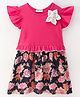 CrayonFlakes Frill Sleeves Floral Printed & Applique Dress - Pink