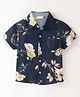 CrayonFlakes Half Sleeves Floral Printed Shirt - Navy Blue
