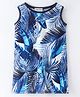 CrayonFlakes Sleeveless Leaves Printed Dress - Blue