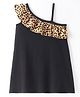 CrayonFlakes One Shoulder Animal Printed A Line Dress - Black