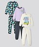 Primo Gino Cotton Knit Full Sleeves Night Suits With Gaming Theme Print Pack Of 3 - Black Lavender & Grey Melange