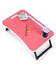 Smart Multipurpose Foldable Laptop Table with Cup Holder Solid Colour  - Pink