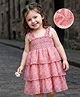 Kookie Kids Sleeveless Floral Printed Layered Frock - Pink