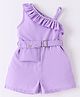 Kookie Kids Sleeveless Frill & Pocket Detailing Solid Colour Jumpsuit - Purple