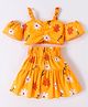 Kookie Kids Cold Shoulder Sleeves Top & Skirt Set with Floral Print - Yellow