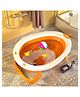Baybee Ivola Foldable Baby Bath Tub for Kids, Mini Swimming Pool for Kids Bathtub for Baby with Anti Skid Base, Temperature Sensing Plug & Wall Mount (Orange)