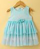 ToffyHouse Cotton Woven Sleeveless Tiered Frock Dress With Floral Applique - Baby Blue