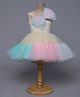 TINY MINY MEE Elastane Sleeveless Bow Applique & Pearl Embellished Dress - Beige