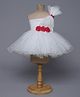 TINY MINY MEE Elastane One Shoulder Floral Applique Shimmered Dress - White