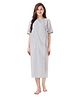 Piu Half Sleeves Self Design Patient Nighty - Blue