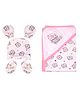 Mittenbooty 100% cotton Gift Set Baby hooded Wrap with matching Cap mittenbooty Set Teddy - Grey