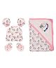 Mittenbooty 100% cotton Gift Set Baby hooded Wrap with matching Cap mittenbooty Set Unicorn - Pink