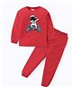 BLUSHES Full Sleeves Astronaut Printed Night Suit - Red