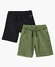 Campana  100% Cotton Terry Pack Of 2 Solid Shorts -  Charcoal Black & Olive Green