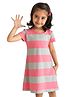 Campana 100% Cotton Jersey Half  Sleeves Striped A Line Dress - Pink & Grey