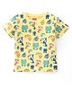 Babyhug Cotton Knit Half Sleeves Animals & Birds Printed T-Shirt - Yellow