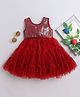 Many frocks & Sleeveless Sequin Embellished Bodice Tiered Dress - Maroon