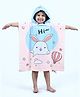 Yellow Bee Half Sleeves Cute Bunny Printed With Hooded Poncho  Towel - Light Pink & Aqua Blue
