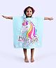 Yellow Bee Half Sleeves Unicorn Printed With Hooded Poncho  Towel - Purple White & Aqua Blue