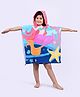 Yellow Bee Half Sleeves Mermaid Printed With Hooded Poncho  Towel - Pink & Blue