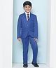 AJ Dezines Full Sleeves Solid Shirt Coordinating Waistcoat & Pant With Blazer & Tie - Blue