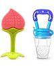 Neonate Care Silicone Peach Fruit Shape Teether With Feeding Nibbler - Multicolour