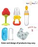 Neonate Care Baby Fruit Feeder Pacifier (1 Pcs) with 1 PCS Silicone Baby Food Dispensing Spoon 90ml and 1 pcs Fruit Teether 1pcs Finger Brush 1 pcs Baby bib (Green)