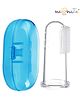 Neonate Care Baby Silicone Soft Bristles Finger Brush with Tongue Cleaner Back and Travel Protective Case - Blue