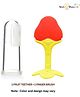 NeonateCare Combo of Strawberry Shaped Fruit teether and Finger Brush ( Red, white)