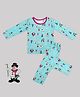Sheer Love Full Sleeves Snowman & Tree Printed Coordinating Tee & Pajama Set - Blue